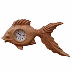 Резная рыба с часами (дуб). Настенные часы.